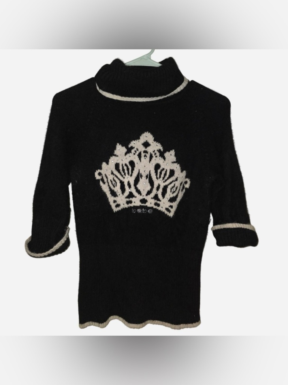 Rare Y2K Vintage Bebe Angora Crown Turtleneck Sweater